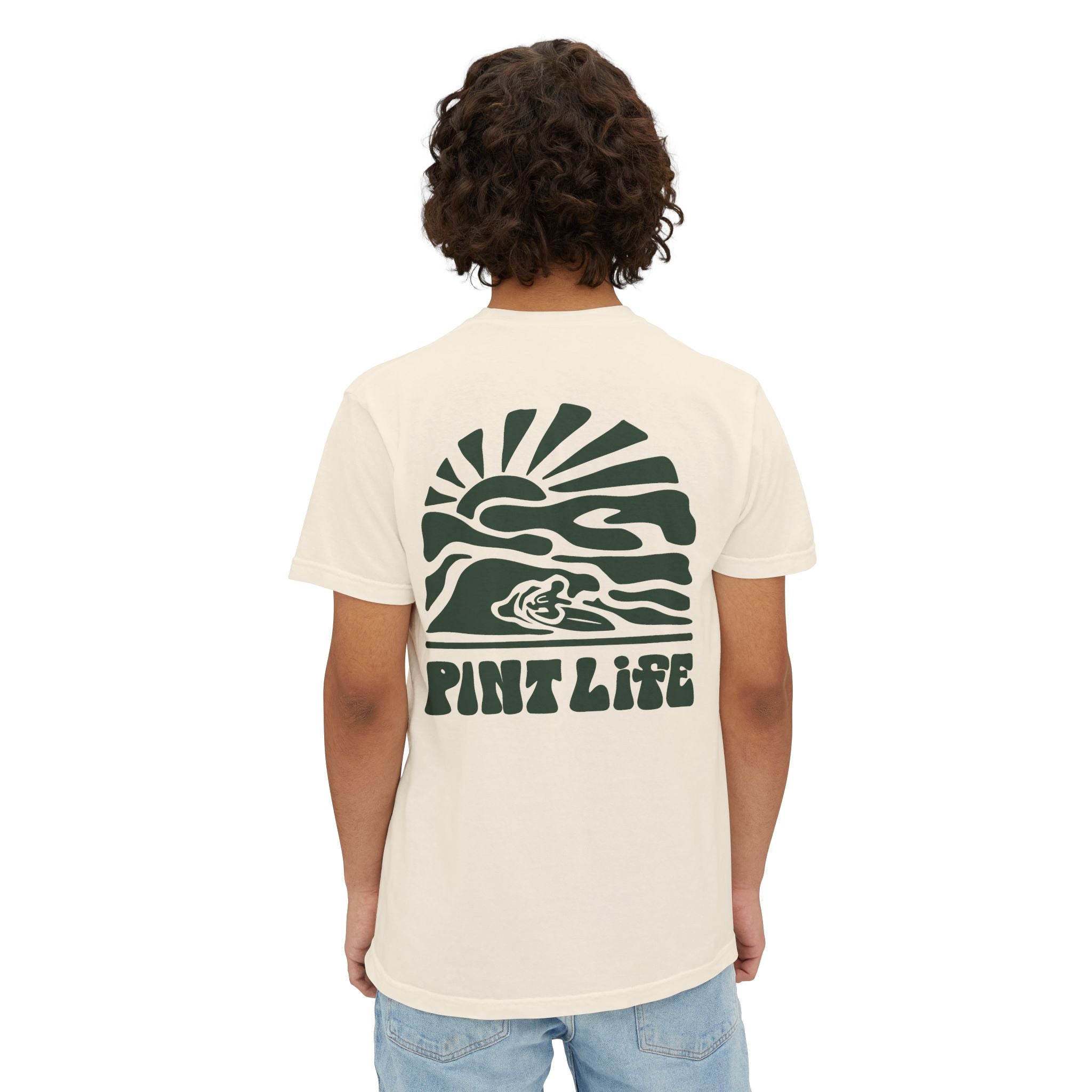 Retro Surf Sun — Pint Life Pocket T‑Shirt